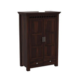 ONIJA Wooden 2 Door Wardrobe for Clothes with 2 Drawer 2 Shelf Storage & Hanging Space - Sheesham Wood Almirah for Bedroom
